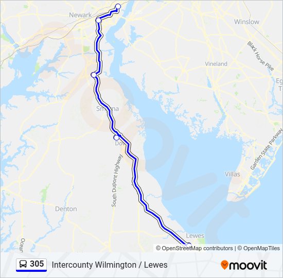 305 Route: Schedules, Stops & Maps - Wilm Transit Ctr (Updated)