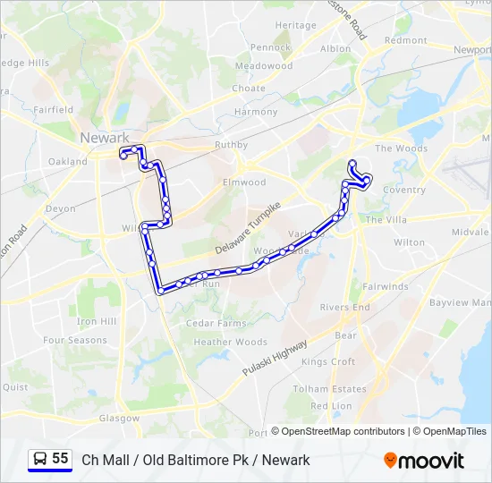 55 Bus Line Map