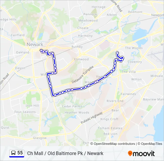 55 Bus Line Map