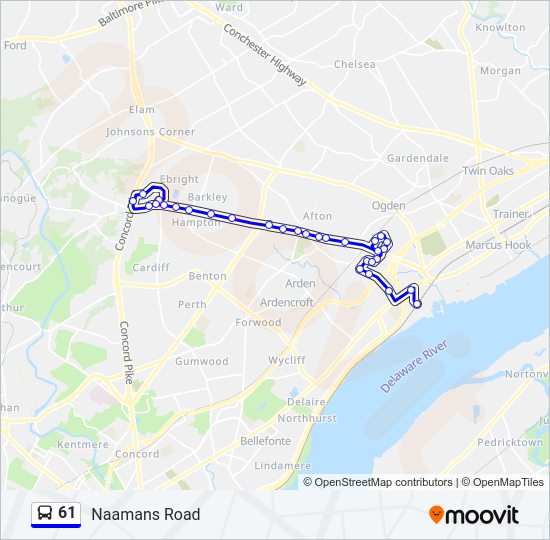 61 Bus Line Map