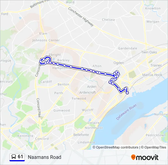 61 Bus Line Map