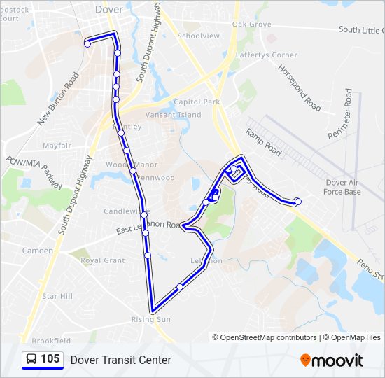 105 bus Line Map