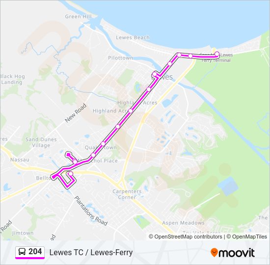 204 bus Line Map