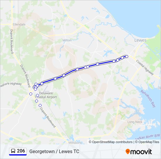 Mapa de 206 de autobús