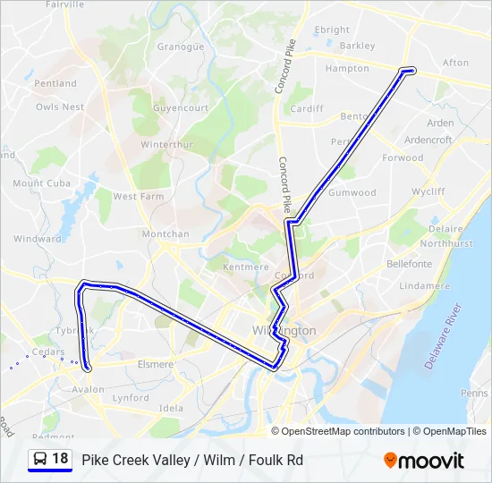18 Bus Line Map