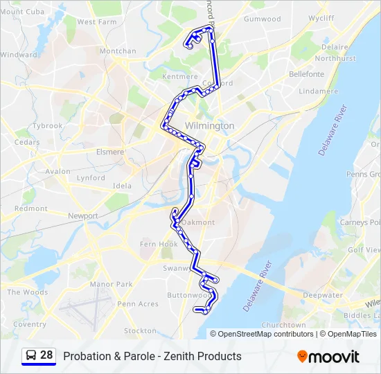 28 Bus Line Map