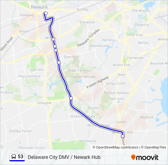 53 Bus Line Map