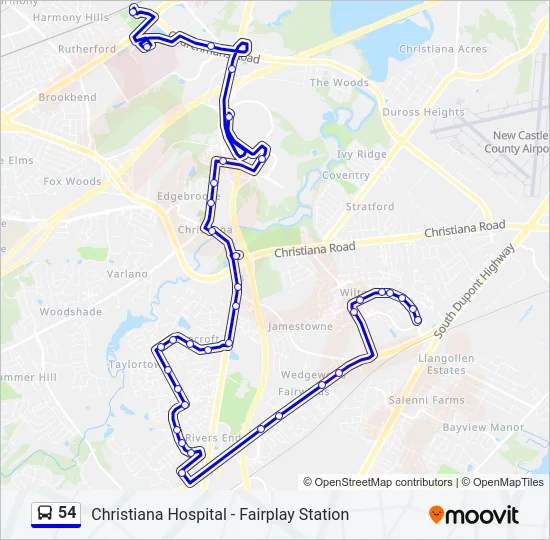 54 Bus Line Map