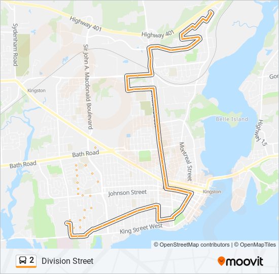 Mapa da linha 2 de ônibus Mapa da linha 2 de ônibus