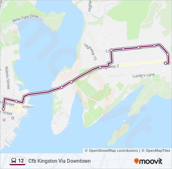 Mapa da linha 12 de ônibus Mapa da linha 12 de ônibus