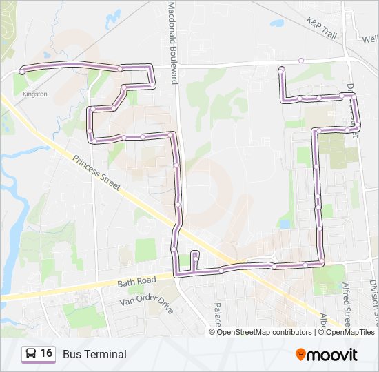 Mapa de 16 de autobús Mapa de 16 de autobús
