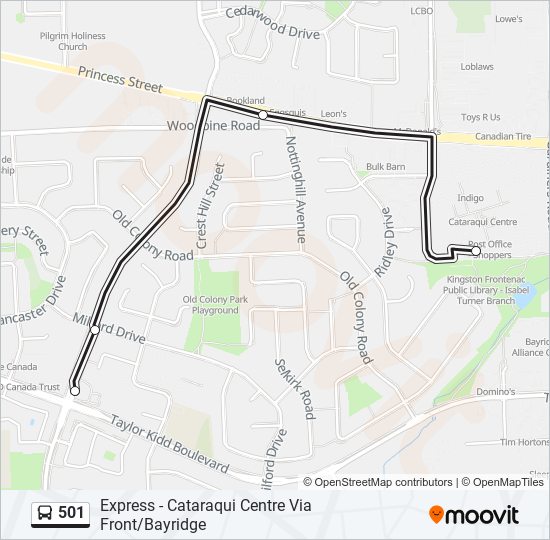Plan de la ligne 501 de bus Plan de la ligne 501 de bus