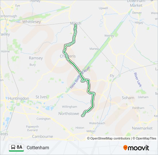8a Route Schedules, Stops & Maps Cottenham (Updated)