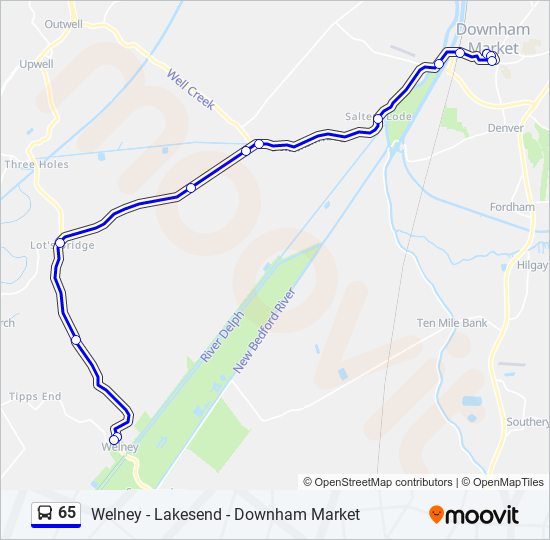 65 bus Line Map