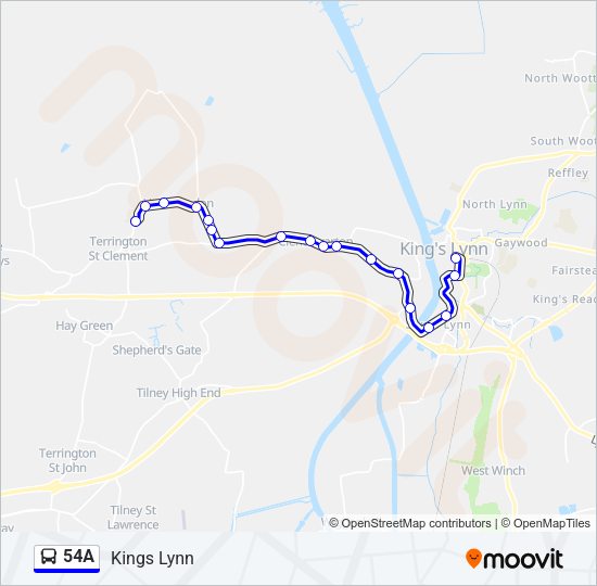 54A Bus Line Map
