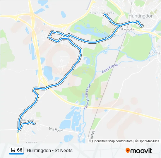 66 Bus Line Map