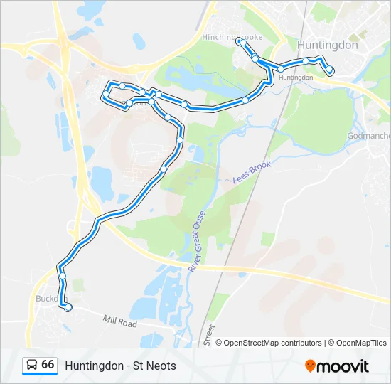 66 Bus Line Map