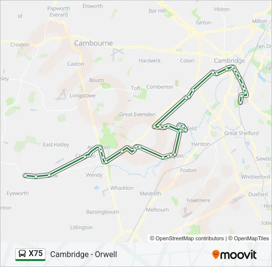 X75 Bus Line Map
