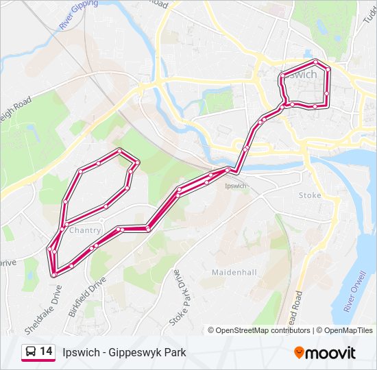 14 bus Line Map