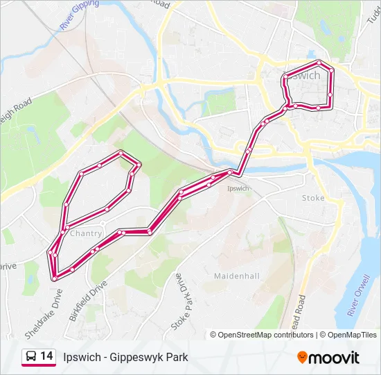 14 Bus Line Map