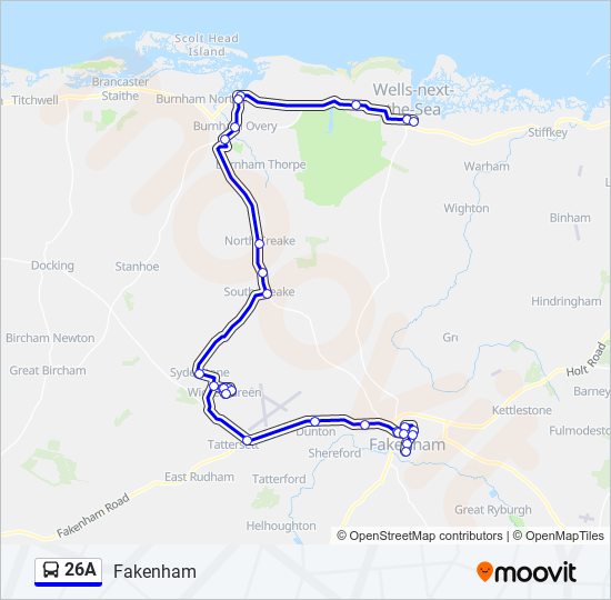 26a Route Schedules, Stops & Maps Fakenham (Updated)