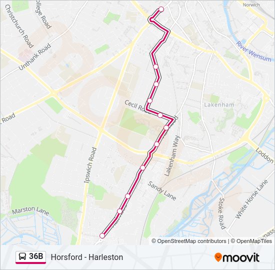36B Bus Line Map