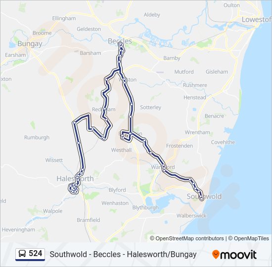524 Bus Line Map
