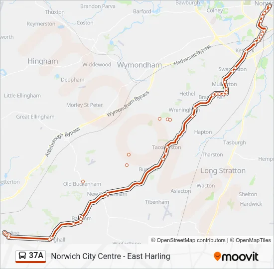 37A Route: Schedules, Stops & Maps - East Harling (Updated)