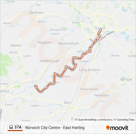37A Route: Schedules, Stops & Maps - Norwich City Centre (Updated)