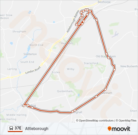 37E Bus Line Map