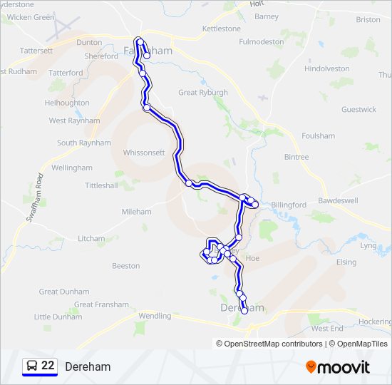 22 bus Line Map