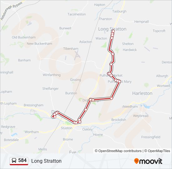 584 Bus Line Map