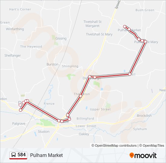 584 Bus Line Map