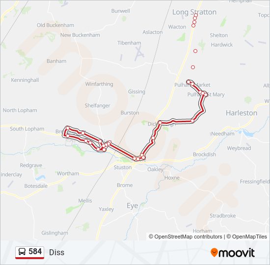 584 bus Line Map