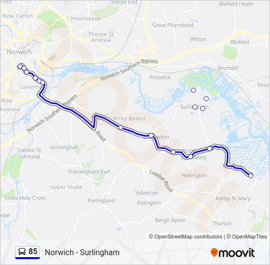 85 Bus Line Map