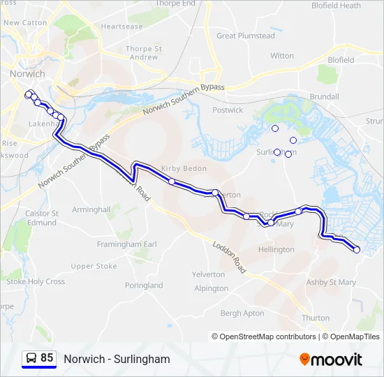 85 Bus Line Map