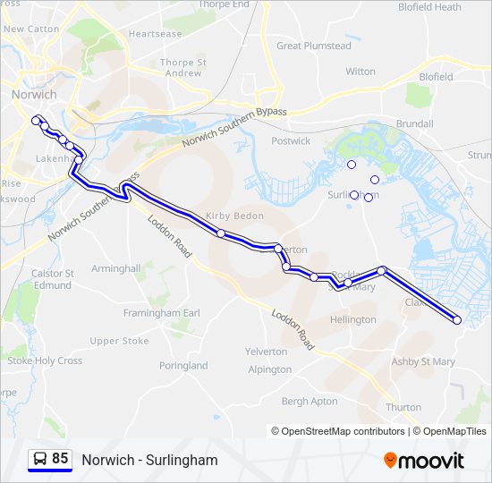 85 Bus Line Map