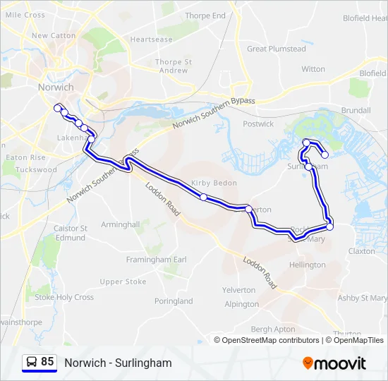 85 Bus Line Map