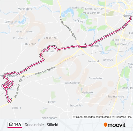 14A bus Line Map