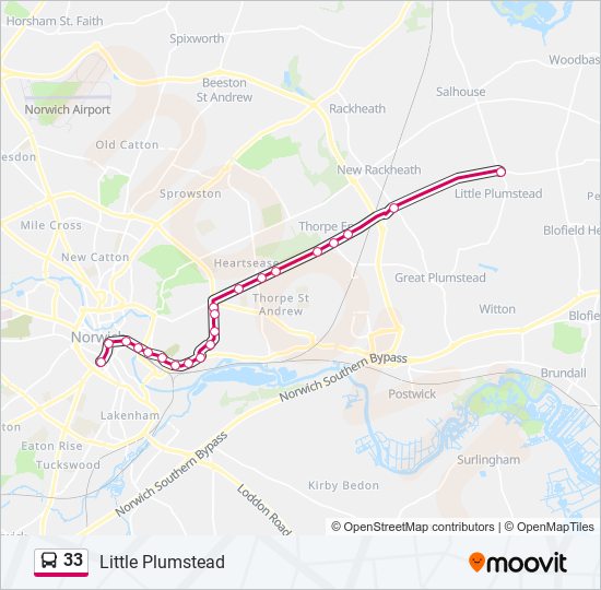 33 Route Schedules, Stops & Maps Little Plumstead (Updated)