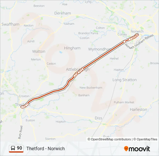 90 Bus Line Map