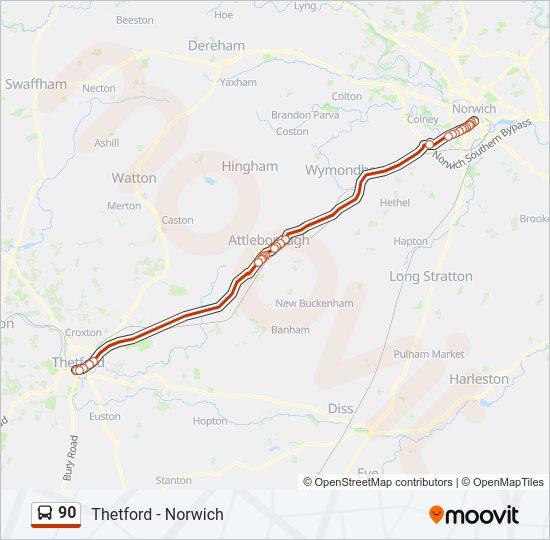 90 Bus Line Map