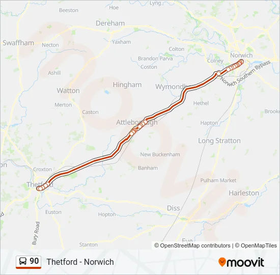 90 Bus Line Map