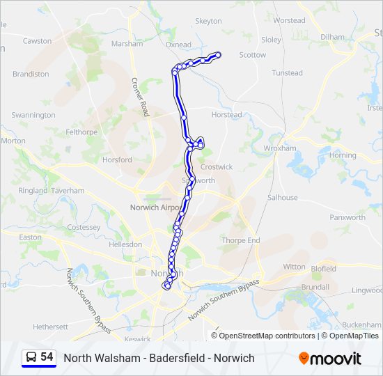 54 Bus Line Map