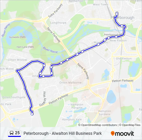 25 Bus Line Map
