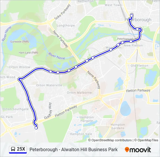 25X Bus Line Map