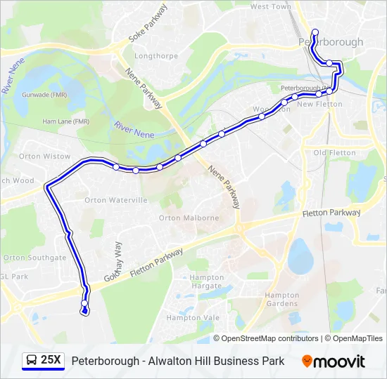25X Bus Line Map