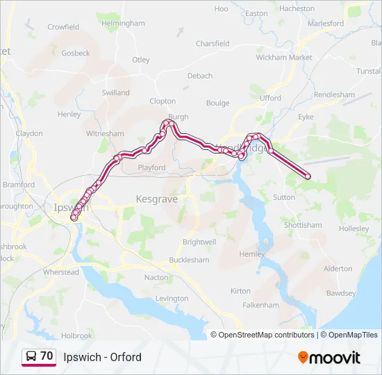 70 Bus Line Map