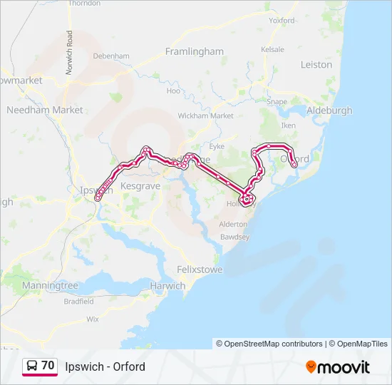 70 Bus Line Map