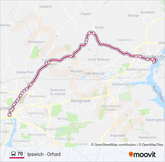 70 bus Line Map